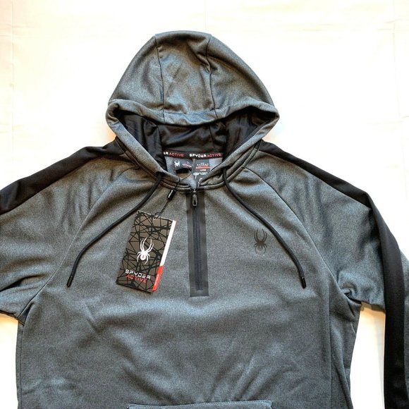 NWT Spyder Active Hoodie Sweatshirt Pullover Mens Large ProWEB Zip Fleece Lined - Picture 4 of 12